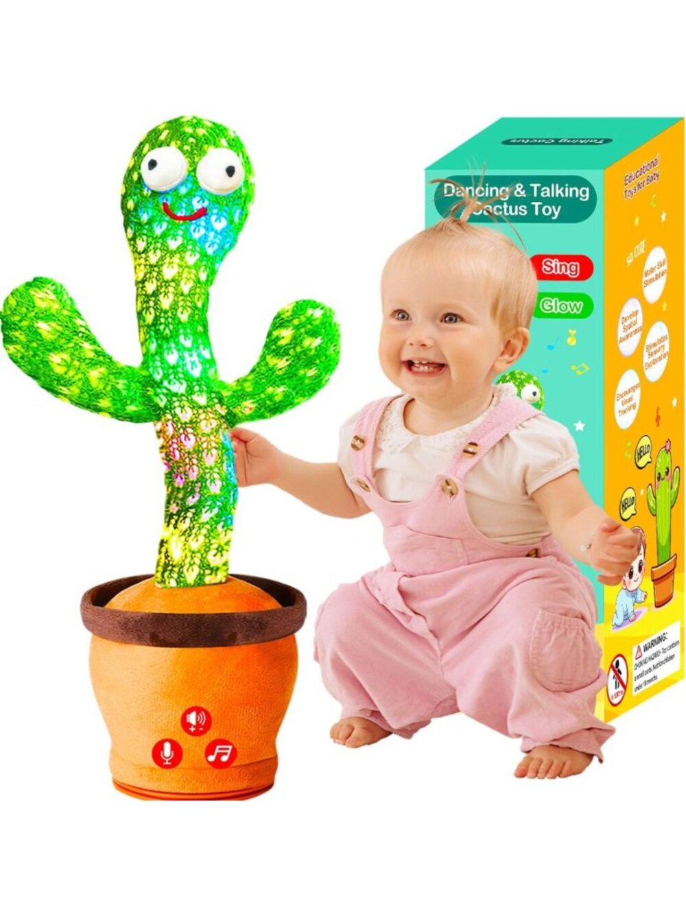 Interactive Dancing Cactus Toy for Babies & Toddlers, Volume Adjustable, Sings